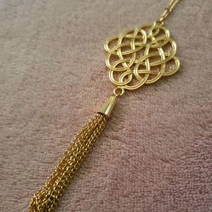 Long necklace, gold plated, knot style